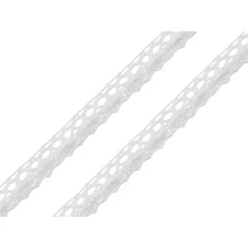 Krajka Bavlněná krajka paličkovaná šíře 12 mm, barva bílá