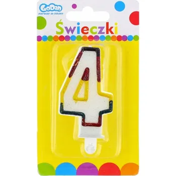 Dortová svíčka Ozdobná Svíčka Na Dort k Narozeninám Číslice Se Třpytkami "4" SVÍČKY Dortové