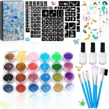 Tetování Sada na tetování pro děti brokátová vícebarevná 120 ks