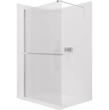 Cerano Sprchová zástěna Walk-in Onyx Round L/P, 8 mm + polička/držák na ručníky, kulatá vzpěra, chrom, rýhované sklo, 150x200 cm, CER-8050BD401