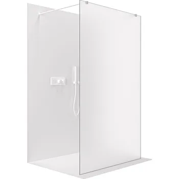 Cerano Sprchová zástěna Walk-in Onyx Duo L/P, 8 mm, hranatá vzpěra, bílá matná, mléčné sklo, 150x200 cm, CER-8050BD1850