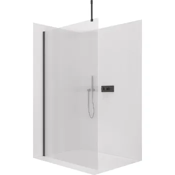 Cerano Sprchová zástěna Walk-in Onyx Top Cube L/P, 8 mm, hranatá vzpěra, černá matná, rýhované sklo, 160x200 cm, CER-8050BD7025