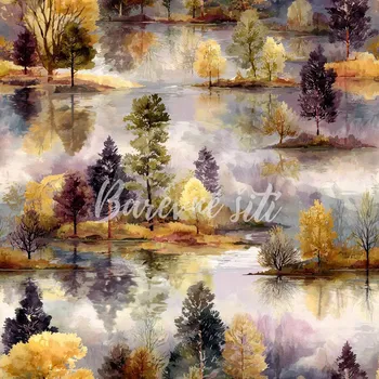 Úplet, Podzimní stromy u jezera (E) (Top kvalitní úplet Bella digitisk)