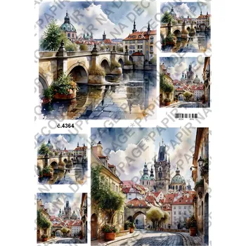 Umělecký papír Rýžový a soft papír na decoupage - Praha - KB4364 Materiál: Soft, Rozměr: A4