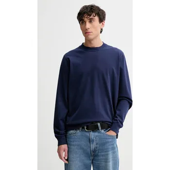 Pánské tričko Bavlněné tričko s dlouhým rukávem Abercrombie & Fitch tmavomodrá barva, KI124-5356-208 KI124.5356.208 59A, vel. S