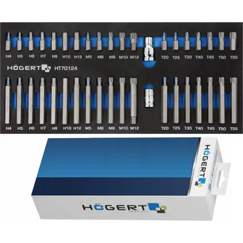 Vrták HOGERT VLOŽKA DO VOZÍKU S NÁŘADÍM, SADA ŠROUBOVACÍCH BITŮ 40 KS HT7G124