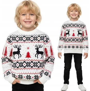 Dívčí svetr Vánoční svetr dětský bílý sobi vánoční svetříky děti 10/11