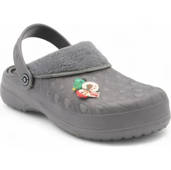 Dámské žabky SAMLUX® Dámské clogsy s kožíškem šedé 9968 Barva: Grey, Velikost: 37