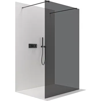 Cerano Sprchová zástěna Walk-in Onyx Duo L/P, 8 mm, hranatá vzpěra, černá matná, grafitové sklo, 150x200 cm, CER-8050BD2014