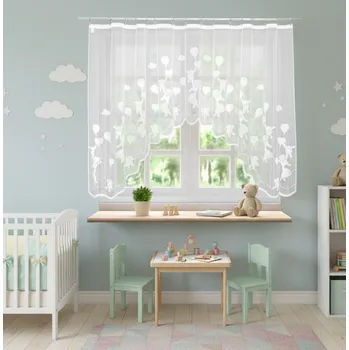 Záclona Hotová záclona s řasící stuhou , Balónky, bílá