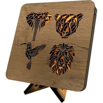 Lampička Li-Go "Hlavy zvířat" lampa 19x19cm provedení povrchu: dub