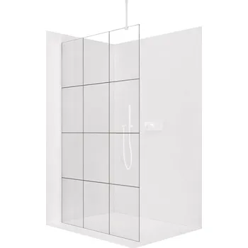 Cerano Sprchová zástěna Walk-in Onyx Top Round L/P, 8 mm, kulatá vzpěra, bílá matná, industriální sklo, 100x200 cm, CER-8050BD1495