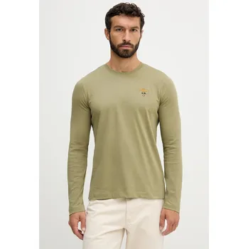 Pánské tričko Bavlněné tričko s dlouhým rukávem Aeronautica Militare zelená barva, TS2390UJ00372 77X, vel. XL