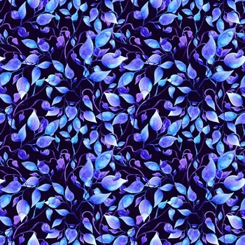 Galanterie Úplet Fialovomodré lístečky (E) (Top kvalitní úplet Bella digitisk)