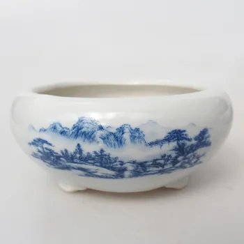 Květináč Keramická bonsai miska 10 x 10 x 5 cm bílá 162928