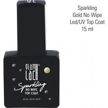 Lak na nehty GlamLac Finish UV/LED gel - No Wipe Sparkling Gold 6-15 ml 15ml: 15ml