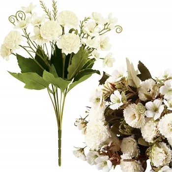 umělá květina UMĚLÁ KYTICE KARNÉCÍ BÍLÉ S LÍSTKY 30cm KVĚTINY DEKORACE VÁZA DEKORACE