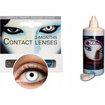 Kontaktní čočky SADA ČTVRTLETNÍCH BÍLÝCH KONTAKTNÍCH ČOČEK NA 3 MĚSÍCE + ROZTOK A POUZDRO NA ČOČKY