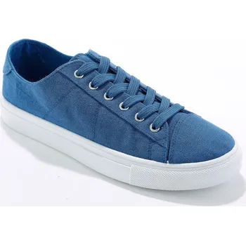 Dámské tenisky Plátěné tenisky na platformě modrá 37