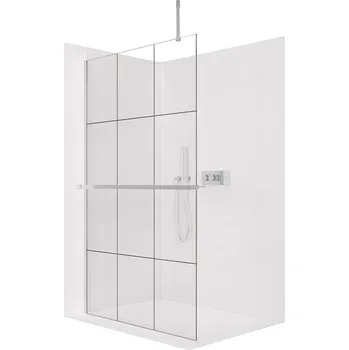 Cerano Sprchová zástěna Walk-in Onyx Top Cube L/P, 8 mm, hranatá vzpěra + polička/držák na ručníky, chrom, industriální sklo, 120x200 cm, CER-8050BD7169