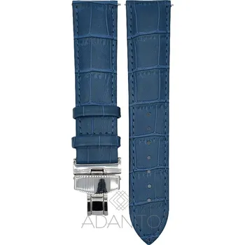 Kožený řemínek na hodinky s motýlovou sponou 22 mm modrý
