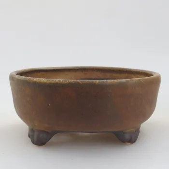 Květináč Keramická bonsai miska 10,5 x 10,5 x 4,5 cm hnědá 160870