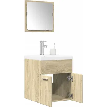 Koupelnový nábytek 3dílný set koupelnového nábytku dub sonoma kompozitní dřevo Hnědá 3324986