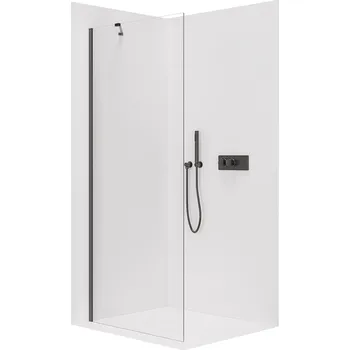 Cerano Sprchová zástěna Walk-in Onyx Y L/P, 8 mm, černá matná, transparentní sklo, 130x200 cm, CER-8050BD1167