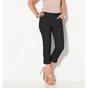 Dámské kalhoty Strečové 3/4 kalhoty v členitém střihu černá 38