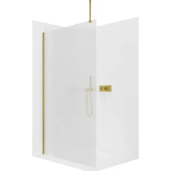 Cerano Sprchová zástěna Walk-in Onyx Top Round L/P, 8 mm, kulatá vzpěra, zlatá kartáčovaná, rýhované sklo, 160x200 cm, CER-8050BD1599