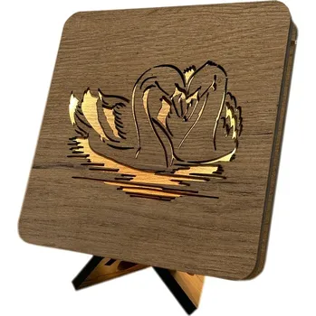 Lampička Li-Go "Labutě" lampa 19x19cm provedení povrchu: dub světlý