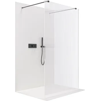 Cerano Sprchová zástěna Walk-in Onyx Duo L/P, 8 mm, hranatá vzpěra, černá matná, rýhované sklo, 100x200 cm, CER-8050BD1905