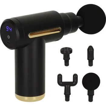 Masážní přístroj Masážní pistole s LED displejem, 4 nástavce, černá