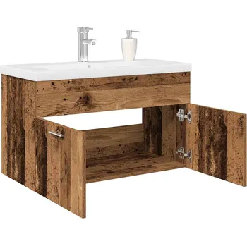 Koupelnový nábytek Umyvadlová skříňka s vestavěným umyvadlem a baterie staré dřevo Hnědá3328907