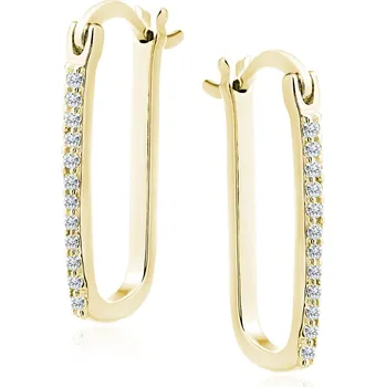 Náušnice Lafira pozlacené stříbrné náušnice Square Crystal Z2035EG (puzety)