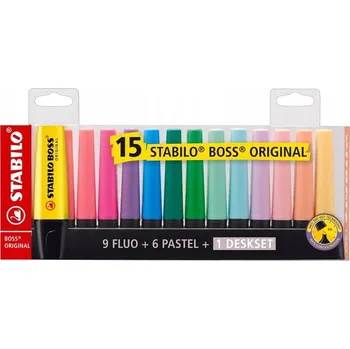 Zvýrazňovač Zvýrazňovač Stabilo Boss 15 ks Pastelové Neon