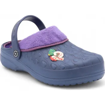 Dámské žabky SAMLUX® Dámské clogsy s kožíškem modré 9968 Barva: Navy, Velikost: 40