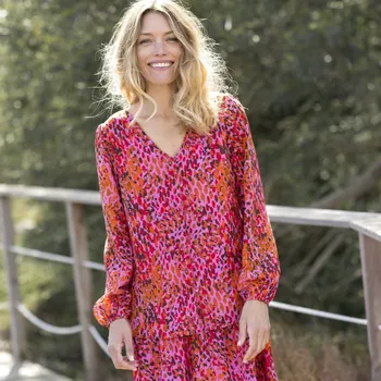 Dámská halenka Halenka s potiskem hadí kůže a knoflíčky růžová 50