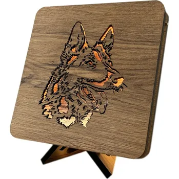 Lampička Li-Go "Německý ovčák" lampa 19x19cm provedení povrchu: dub světlý