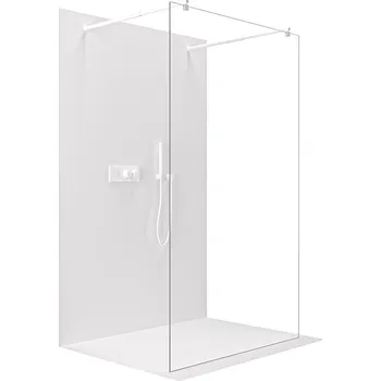 Cerano Sprchová zástěna Walk-in Onyx Duo L/P, 8 mm, kulatá vzpěra, bílá matná, transparentní sklo, 50x200 cm, CER-8050BD2147