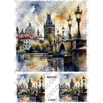 Výtvarný papír Rýžový a soft papír na decoupage - Praha - KB4370 Materiál: Rýžový papír, Rozměr: A4