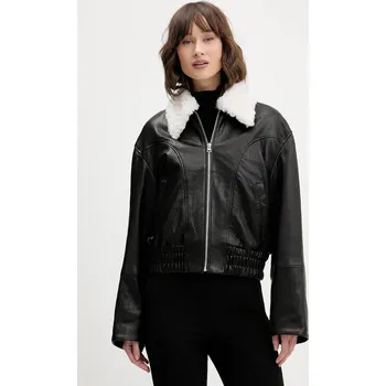 Pánská větrovka Kožená bunda HUGO Limaos 50547184 černá 99X, vel. S