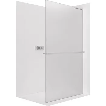 Cerano Sprchová zástěna Walk-in Onyx L-pravá vzpěra, 8 mm + polička/držák na ručníky, chrom, mléčné sklo, 90x200 cm, CER-8050BD1114