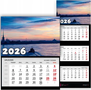 Kalendář Třídílný kalendář s krajinami – kouzelné výhledy, rok 2026, RŮZNÉ VZORY