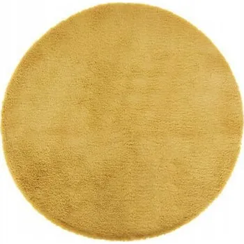 Koberec KULATÝ ŽLUTÝ KOBEREC Z UMĚLÉ KOŽEŠINY Ø 80 cm