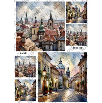 Umělecký papír Rýžový a soft papír na decoupage - Praha - KB4361 Materiál: Soft, Rozměr: A4