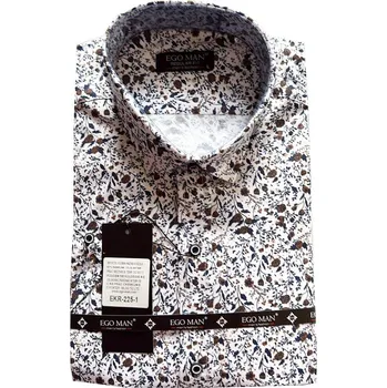 Pánská košile EGO MAN košile pánská EKR-225-1 krátký rukáv regular fit bílá 3XL