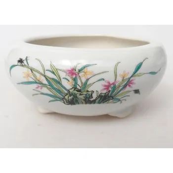 Květináč Keramická bonsai miska 10 x 10 x 5 cm bílá 162919