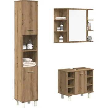 Koupelnový nábytek 3dílná koupelnová sestava dub artisan kompozitní dřevo Hnědá3328570