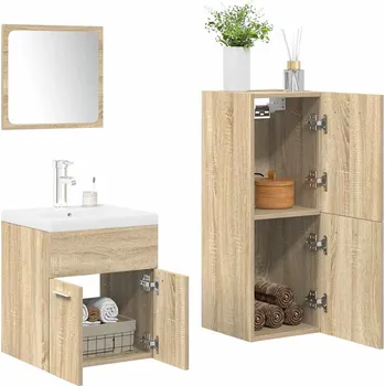 Koupelnový nábytek 4dílný set koupelnového nábytku dub sonoma kompozitní dřevo Hnědá3325026